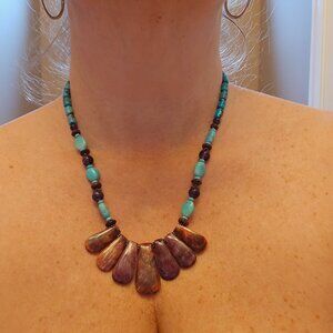 Share Stunning & Unique Sugilite, Turquoise & Amethyst Native American Necklace